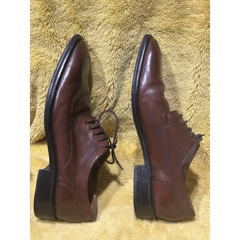 Cole Haan Martino C07515 Brown Leather Apron Toe Oxford Lace Up Shoe Men's 8.5M